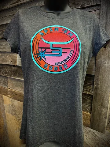 Spin 'Em Rodeo Retro Tee Ribbed Striped Patterned