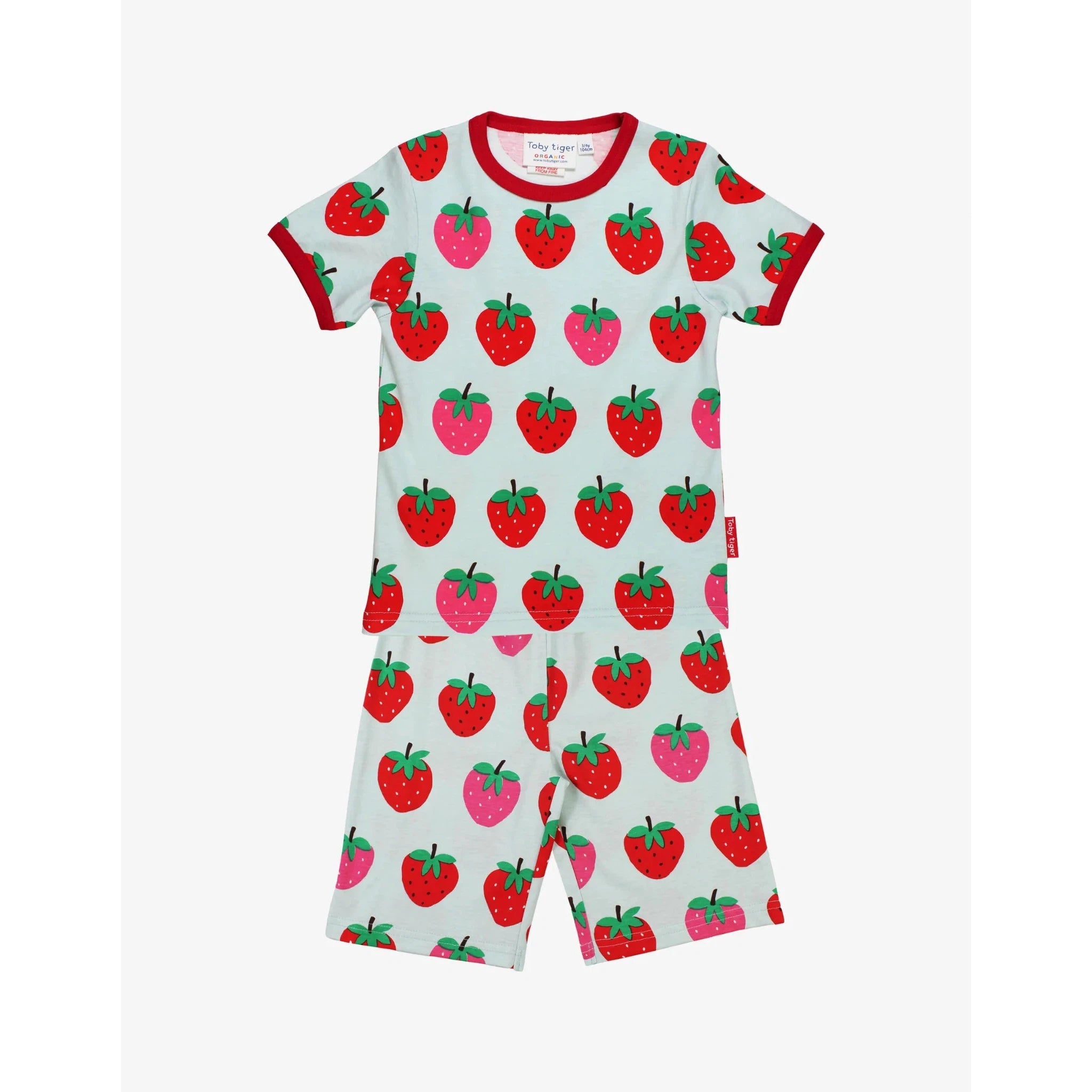 Strawberry Short Sleeve Shirt and Shorts / PJ Set Cozy Striped Short Sleeve