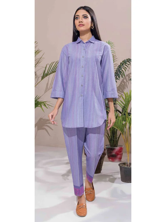 1pc Khaddar Winter Shirt U2533-Lilac Cozy Plain Short Sleeve