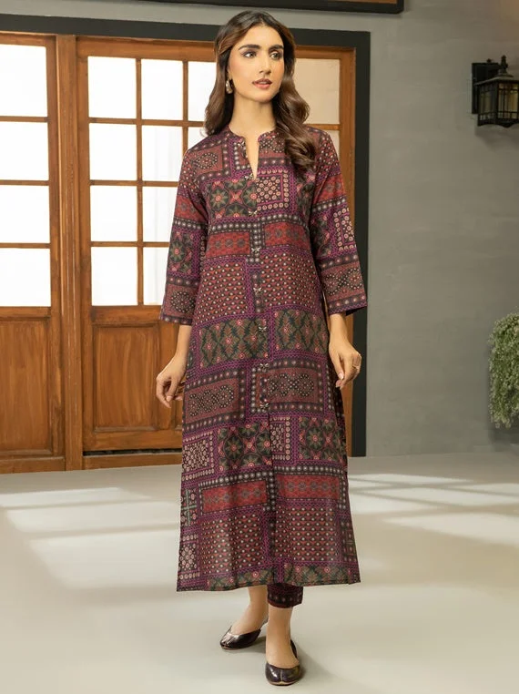 1pc LimeLight Khaddar Shirt U2511-Black Elegant High-Low Short Shirt