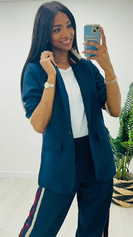 AINE TROUSER SUIT NAVY/BURGUNDY Trousers Trousers Formal