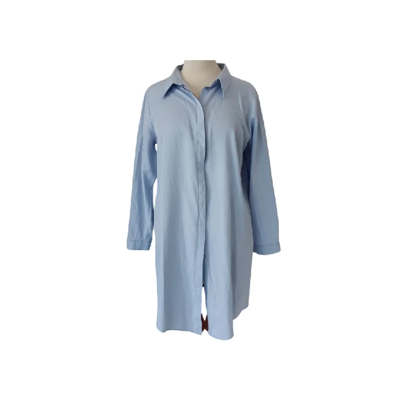 Allday Powder blue Collared Long Shirt | Pre Loved | Comfortable Fitted Short Sleeve