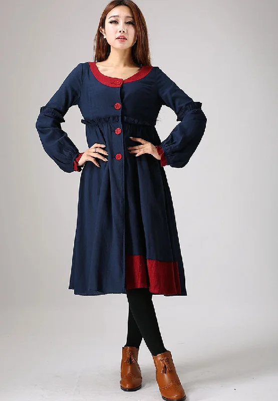 Blue linen long shirt 884# Elegant Off-Shoulder Short Shirt