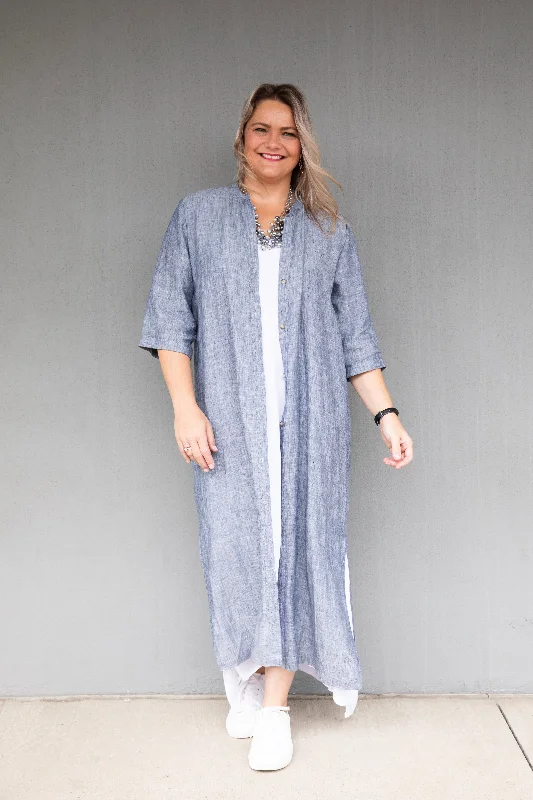 Cashews - C213/C13 Linen Maxi Shirt Casual Slouchy Short Sleeve