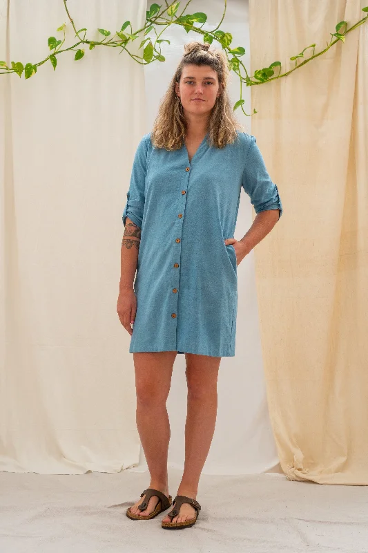 Cecile Button Shirt - Sky Elegant Button-Down Short Shirt