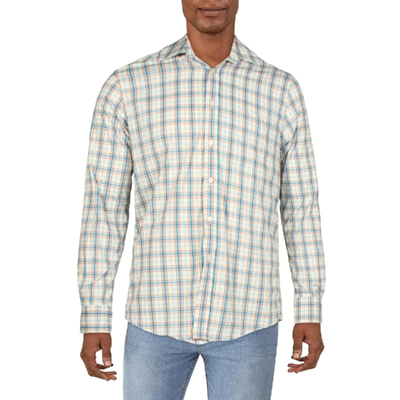 Club Room Mens Woven Collared Button-Down Shirt Casual Button-Down Short Shirt