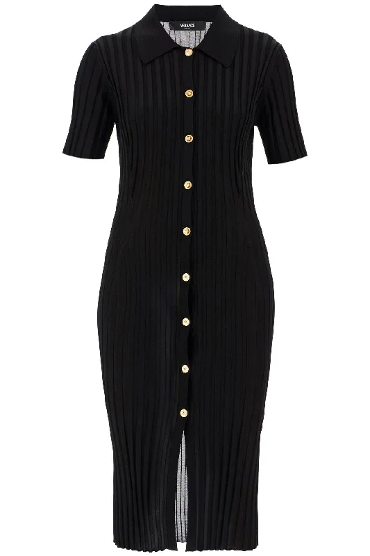 knitted blouse shirt 1015455 1A11058 BLACK Elegant Button-Down Short Shirt