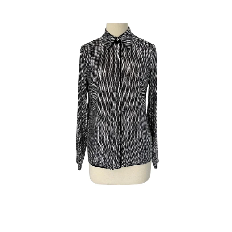 Michael Kors Black Rhinestone Collared Shirt | Brand New | Cozy Loose Fit Short Sleeve