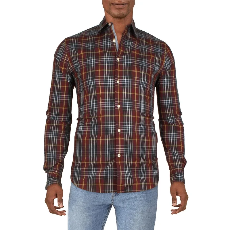 Nautica Mens Plaid Collared Button-Down Shirt Trendy Floral Print Tee