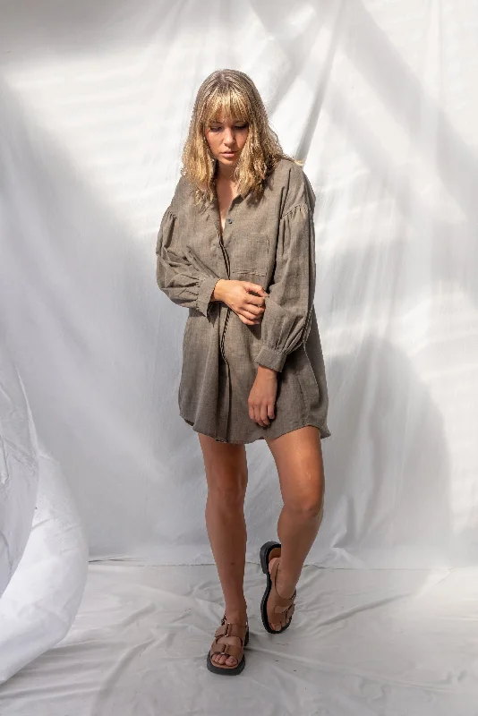 Poppy Shirt | Charcoal (L/XL only) Cozy Printed Short Shirt