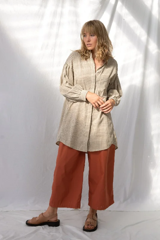 Poppy Shirt | Grey Gingham Relaxed Fit Short Sleeve Top