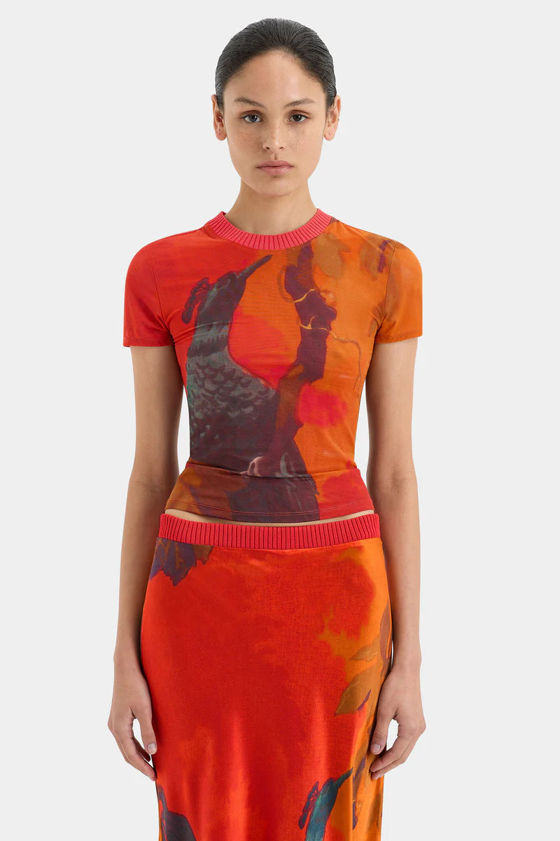 LIBERTINE FITTED TEE - WREN PRINT Terry Blend Velvet Blend Canvas Blend