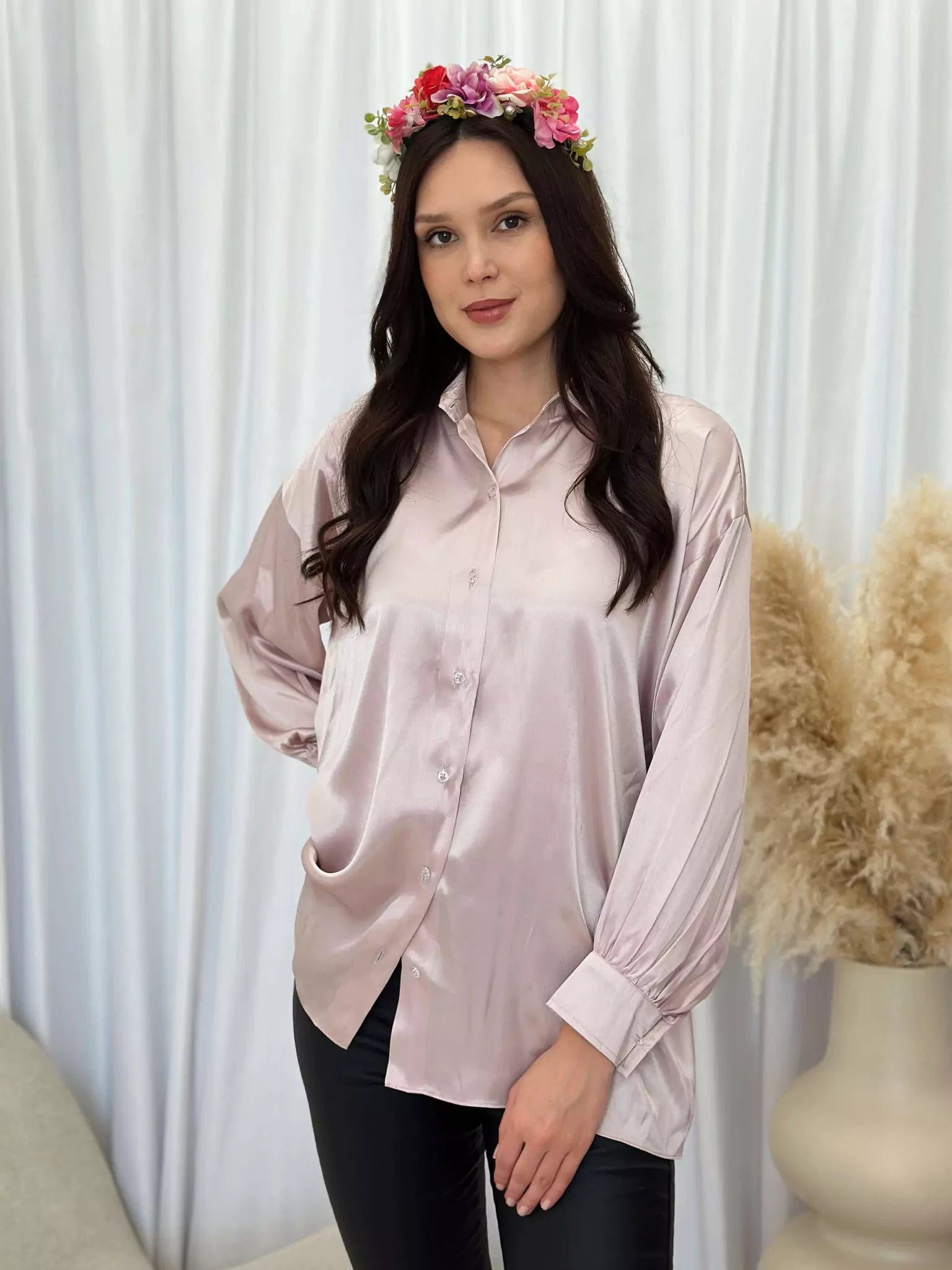 Silky Shirt - Rose Gold Classic Short Sleeve Tunic