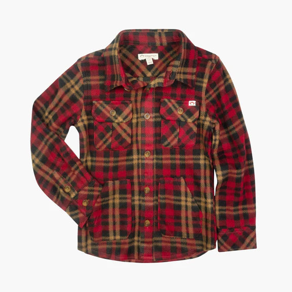 Appaman Snow Fleece Shirt Rio Red Plaid Relaxed Fit Short Blouse