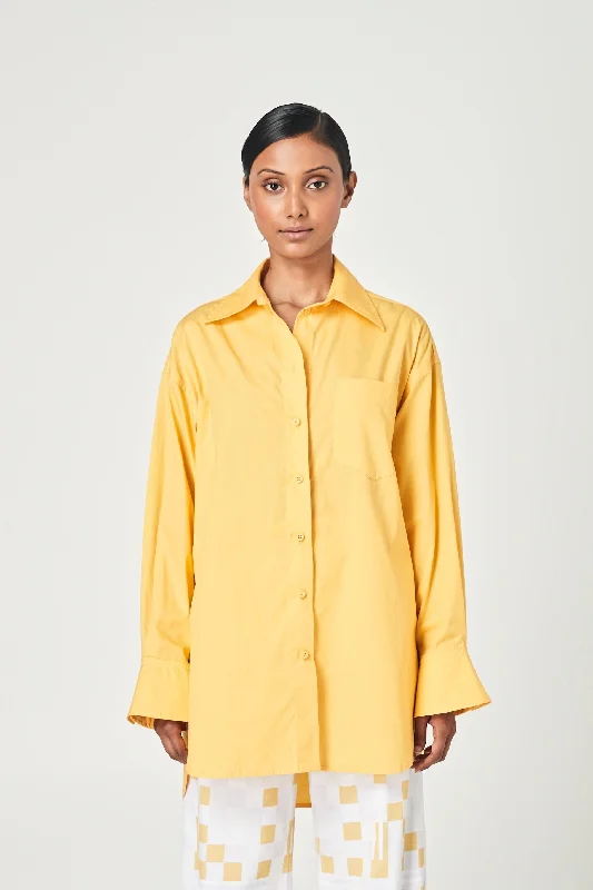 SUMMI SUMMI Womens Boss Oversized Shirt Mango Stylish Crew Neck Shirt