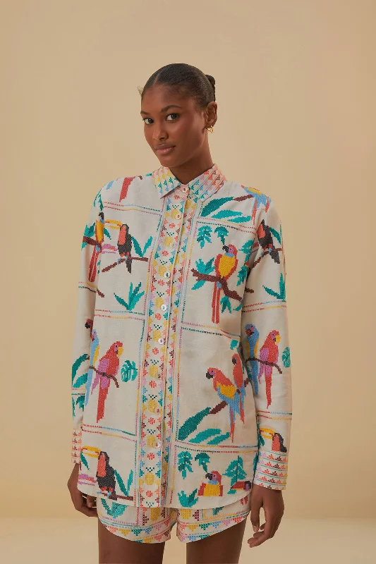 Tropical Stich Long Sleeve Shirt Fashionable Draped Short Sleeve