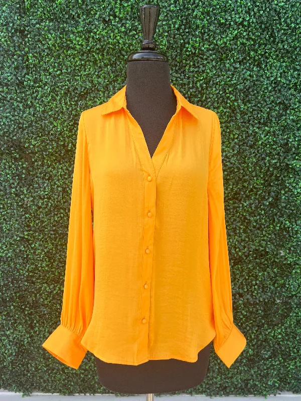 Silky Button Down Shirt Classic Short Sleeve Blouse