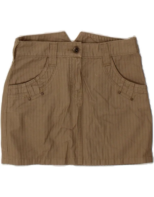 ARMANI JEANS Womens Mini Skirt UK 10 Small W28 Brown Cotton ruffled skirt detail