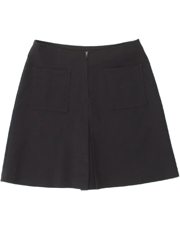 BENETTON Womens A-Line Skirt IT 42 Medium W26  Navy Blue Polyester velvet skirt rich