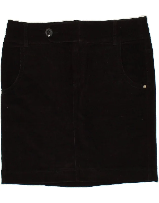 BENETTON Womens Corduroy Skirt IT 46 Large W32 Black Cotton lace skirt feminine