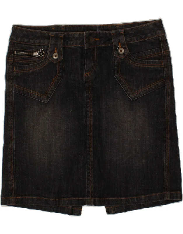 BENETTON Womens Denim Skirt IT 44 Medium W34  Black Cotton denim skirt classic