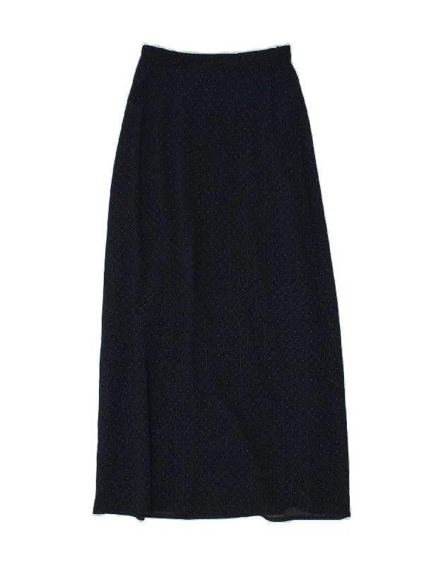 BENETTON Womens Maxi Skirt IT 40 Small W24 Navy Blue Spotted Polyester linen skirt light BENETTON Womens Maxi Skirt IT 40 Small W24 Navy Blue Spotted Polyester linen skirt light