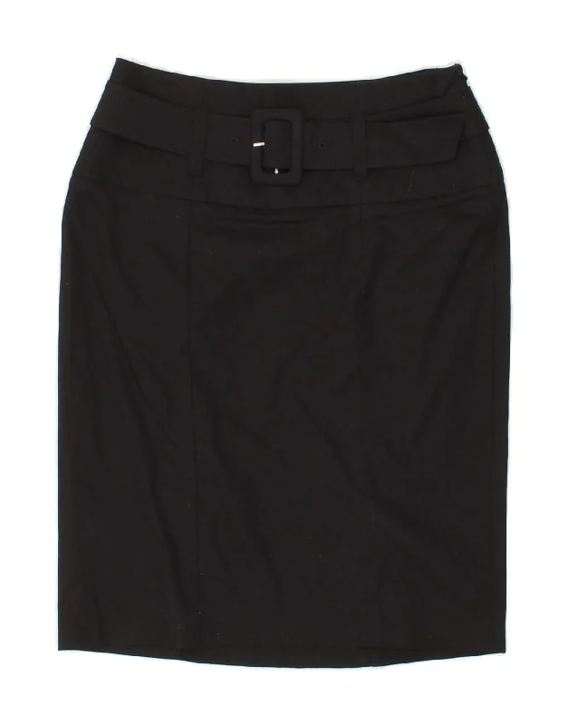 BENETTON Womens Pencil Skirt IT 40 Small W26  Black Cotton chiffon skirt lightweight