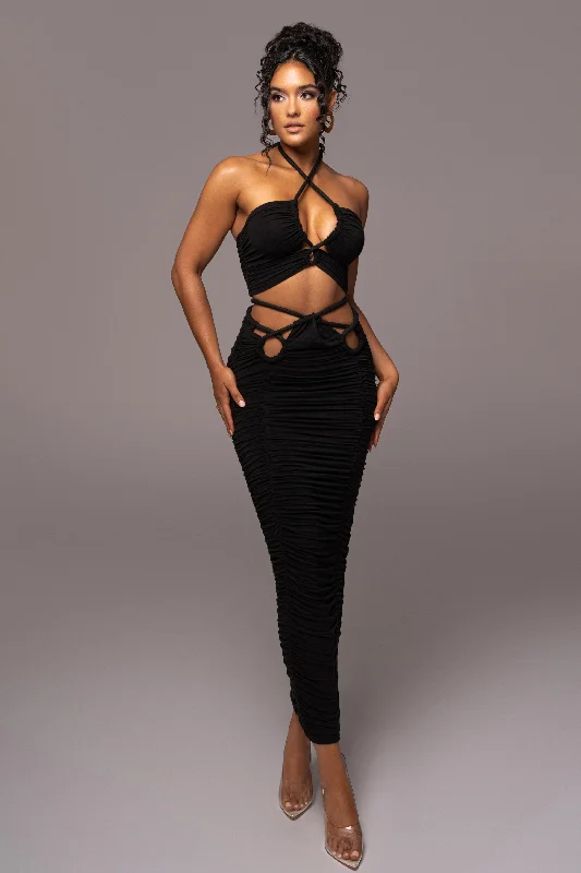 Black Go The Distance Skirt Set cotton skirt soft