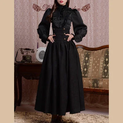 black set（black blouse+black long skirt）