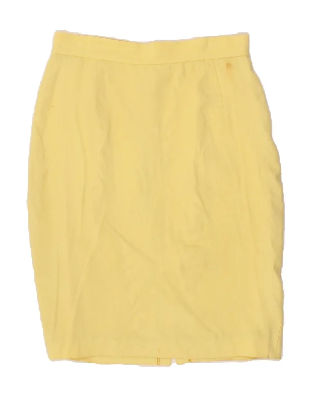 BYBLOS Womens Pencil Skirt IT 44 Medium W30 Yellow Viscose leather skirt modern