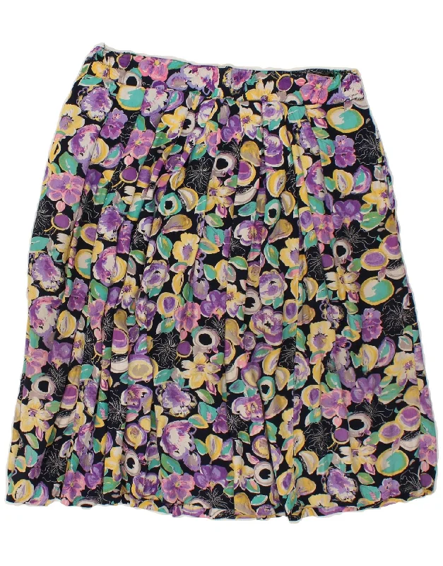 C&A Womens Pleated Skirt W38 XL  Multicoloured Floral Viscose tiered skirt playful