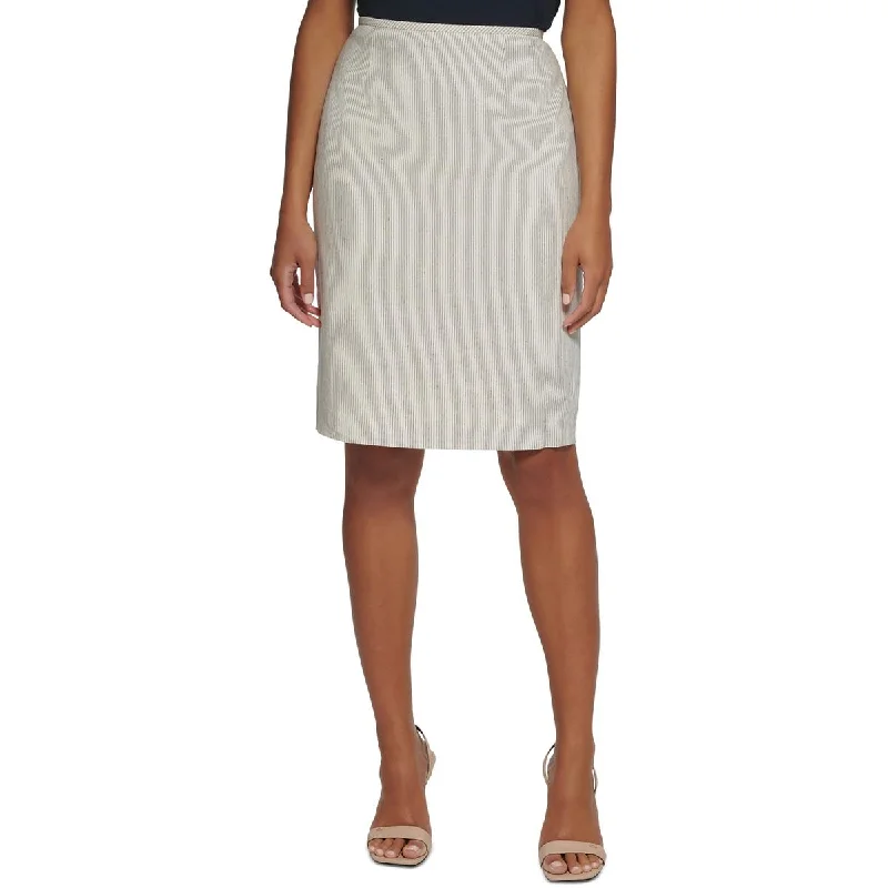 Calvin Klein Womens Knee Length Pinstripe Pencil Skirt