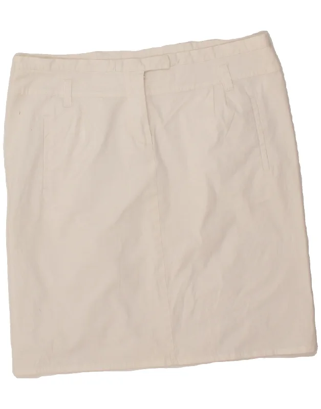 CERRUTI 1881 Womens A-Line Skirt IT 50 XL W36  White Cotton chiffon skirt airy