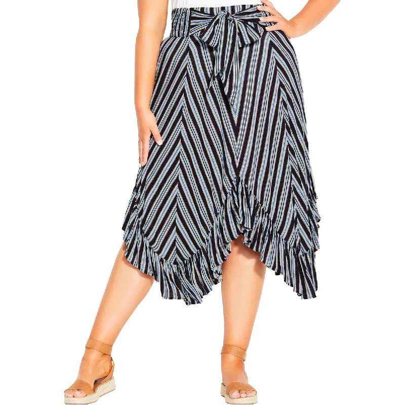 City Chic Womens Plus Asymmetric  Midi Skirt