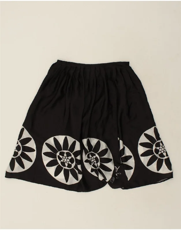 DESIGUAL Womens Graphic A-Line Skirt EU 36 Small W27 Black Polyester