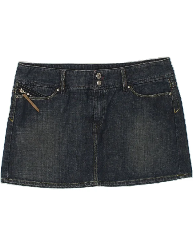 DIESEL Womens Low Waist Mini Denim Skirt W32 Large Navy Blue Cotton breathable skirt fabric DIESEL Womens Low Waist Mini Denim Skirt W32 Large Navy Blue Cotton breathable skirt fabric