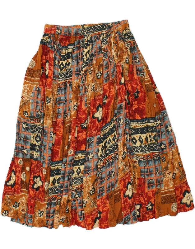 EXPRESS Womens Pleated Skirt IT 44 Medium W30 Multicoloured Floral Cotton