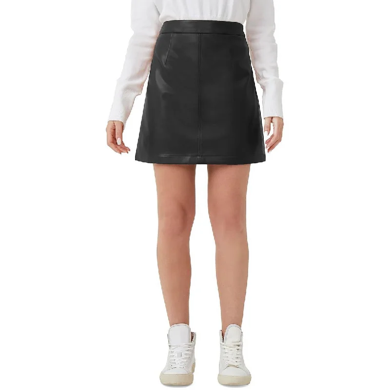 French Connection Womens Crolenda Faux Leather Short Mini Skirt silk skirt sleek