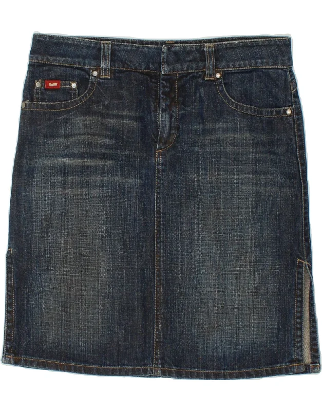 GAS Womens Denim Skirt Medium W30  Blue Cotton linen skirt breathable