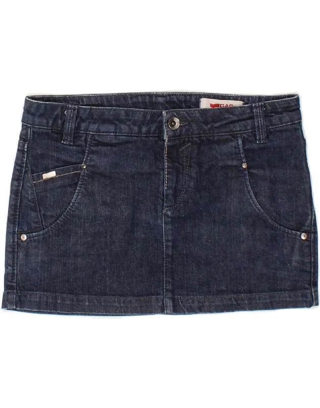 GAS Womens Denim Skirt W30 Medium  Navy Blue Cotton silk skirt lustrous