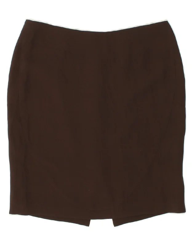 GIORGIO ARMANI Womens Pencil Skirt IT 40 Small W30  Brown Silk wool skirt warm