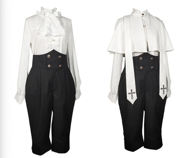white blouse+white scarf