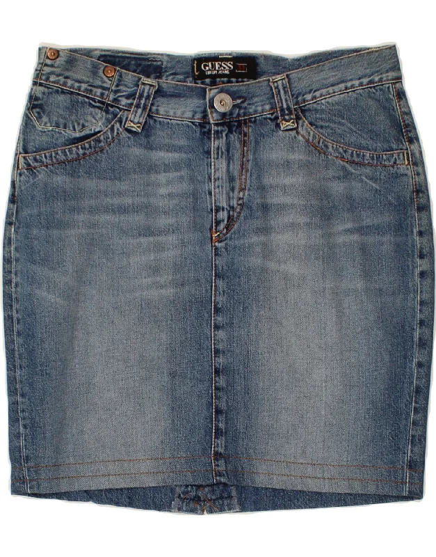 GUESS Womens Denim Skirt W31 Medium Blue Cotton cashmere skirt soft