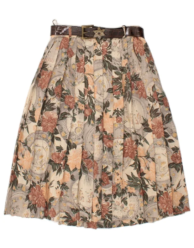 HAMMER Womens High Waist Knife Pleated Skirt IT 40 Medium W26 Grey Floral maxi skirt elegant HAMMER Womens High Waist Knife Pleated Skirt IT 40 Medium W26 Grey Floral maxi skirt elegant