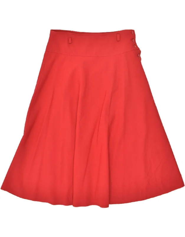 I BLUES Womens High Waist Flared Skirt UK 18 XL W32  Red