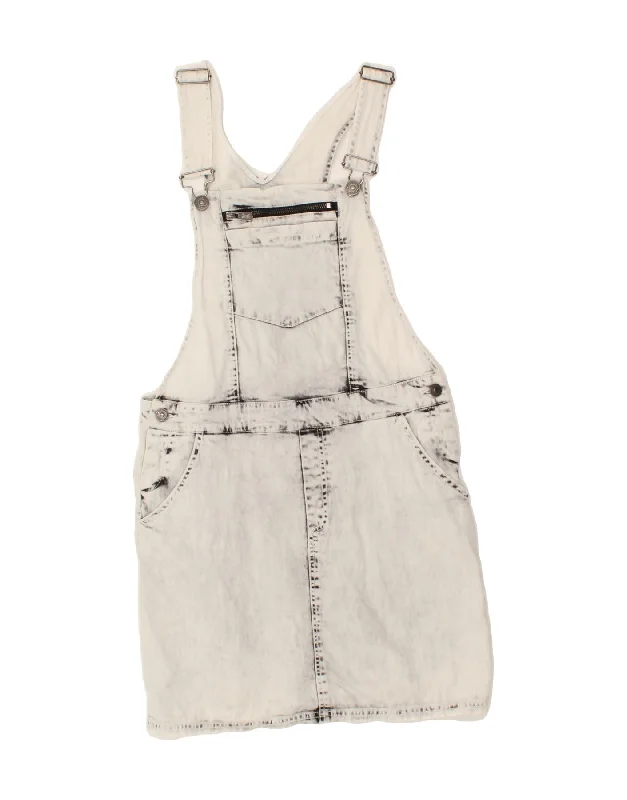 KAPORAL Womens Acid Wash Dungarees Denim Skirt Medium W30 Grey