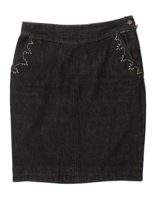 KENZO Womens Denim Skirt IT 42 Medium W32 Black Cotton corduroy skirt cozy