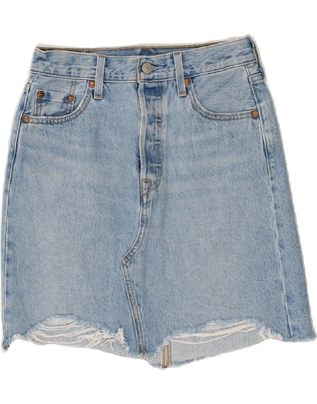 LEVI'S Womens 501 Denim Skirt W26 Small Blue Cotton