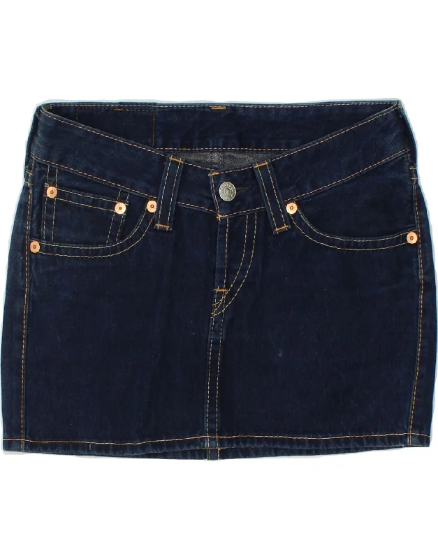 LEVI'S Womens 955 Denim Skirt Medium W30 Navy Blue Cotton cashmere skirt soft