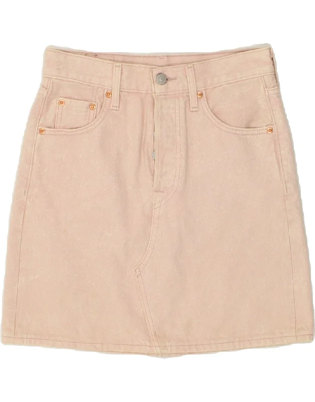 LEVI'S Womens Denim Skirt W26 Small Pink Cotton